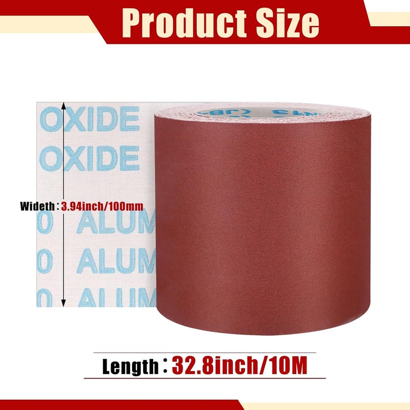 SIJDIEE 320 Grit Sandpaper Roll, 4 Inch x 32.8 Feet (10 metres x 100 mm) Cutting Length Aluminum Oxide Emery Cloth Sand Paper Roll, Wet Dry Sandpaper for Drum Sander, Metal Wood Polishing, Car Sanding ﻿ - Image 2